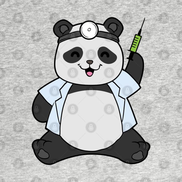 Panda as doctor with syringe by Markus Schnabel